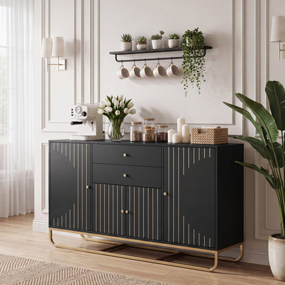 Modern Buffet Sideboard Cabinet, 2 Drawers, Black