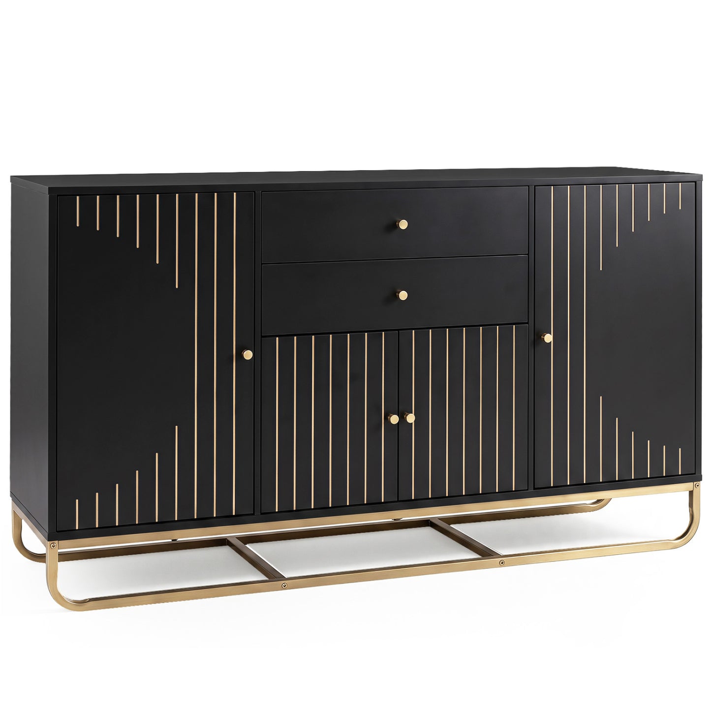 Modern Buffet Sideboard Cabinet, 2 Drawers, Black