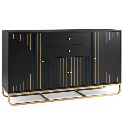 Modern Buffet Sideboard Cabinet, 2 Drawers, Black