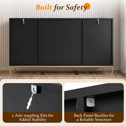 Modern Buffet Sideboard Cabinet, 2 Drawers, Black