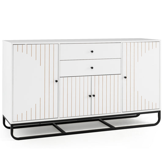 Modern Buffet Sideboard Cabinet, 2 Drawers, Adjustable Shelves, White Sideboards Cabinets & Buffets White at Gallery Canada
