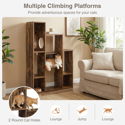 Modern Cat Bookshelf Tree, 8-Section Storage Cabinet, Brown Cat Trees Condos & Scratchers at Gallery Canada