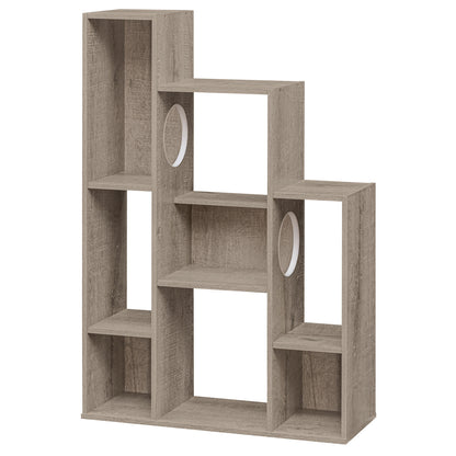 Modern Cat Bookshelf Tree, 8-Section Storage Cabinet, Oak, Gray Cat Trees Condos & Scratchers at Gallery Canada