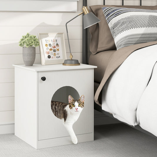 Modern Cat Litter Box Enclosure for Small to Large Cats, White Cat Houses White at Gallery Canada