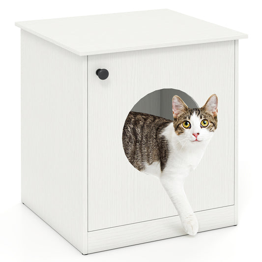 Modern Cat Litter Box Enclosure for Small to Large Cats, White Cat Houses White at Gallery Canada