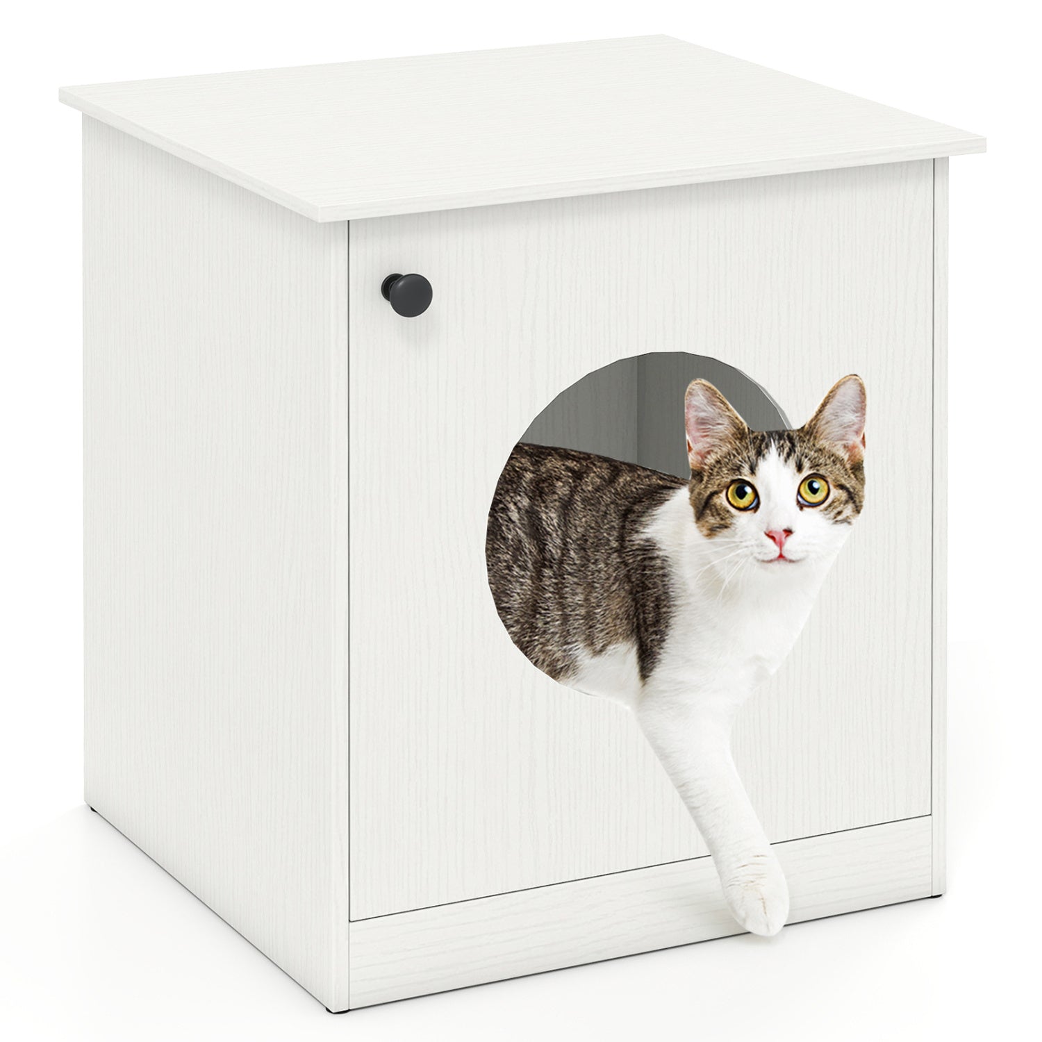 Modern Cat Litter Box Enclosure for Small to Large Cats, White Cat Houses White at Gallery Canada