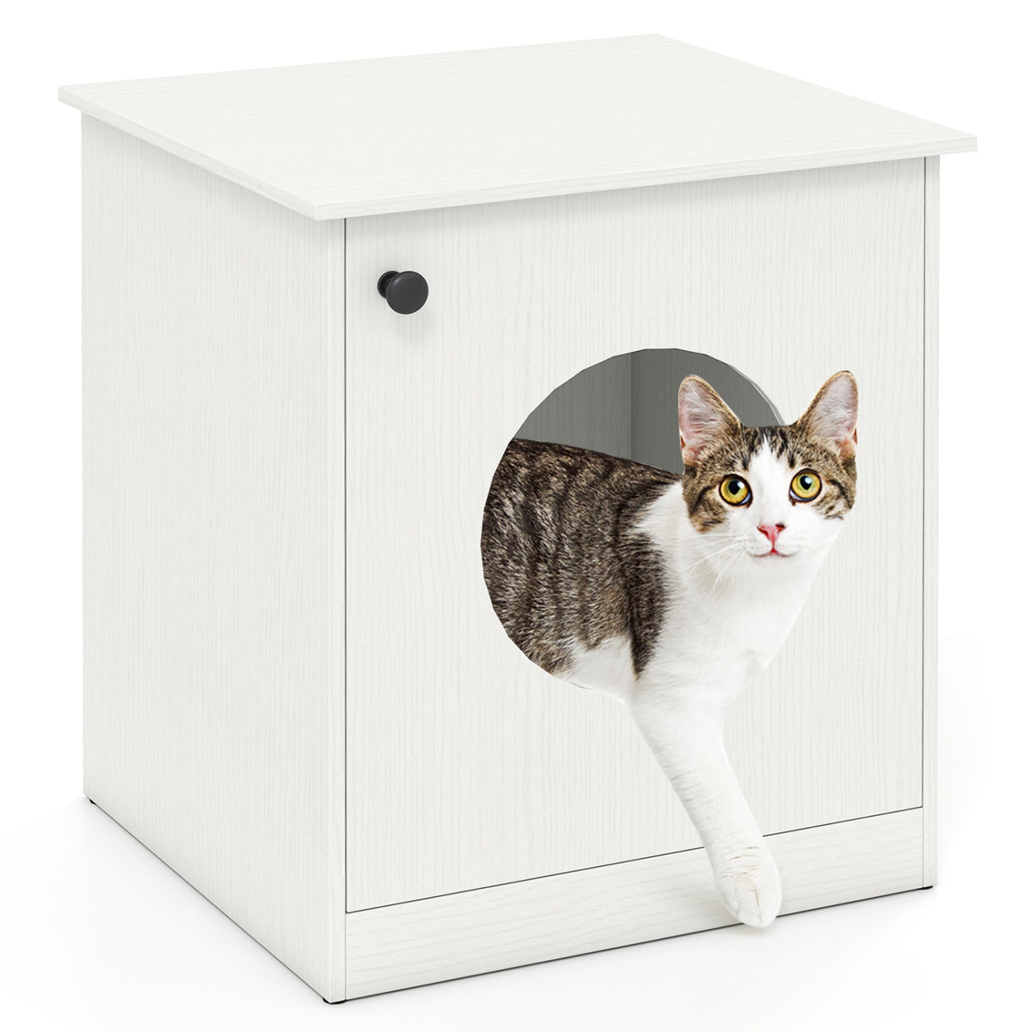 Modern Cat Litter Box Enclosure for Small to Large Cats, White Cat Houses White at Gallery Canada