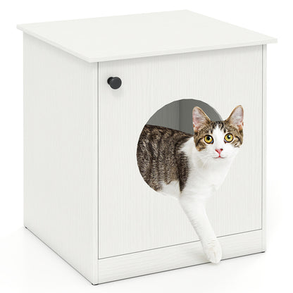 Modern Cat Litter Box Enclosure for Small to Large Cats, White Cat Houses White at Gallery Canada