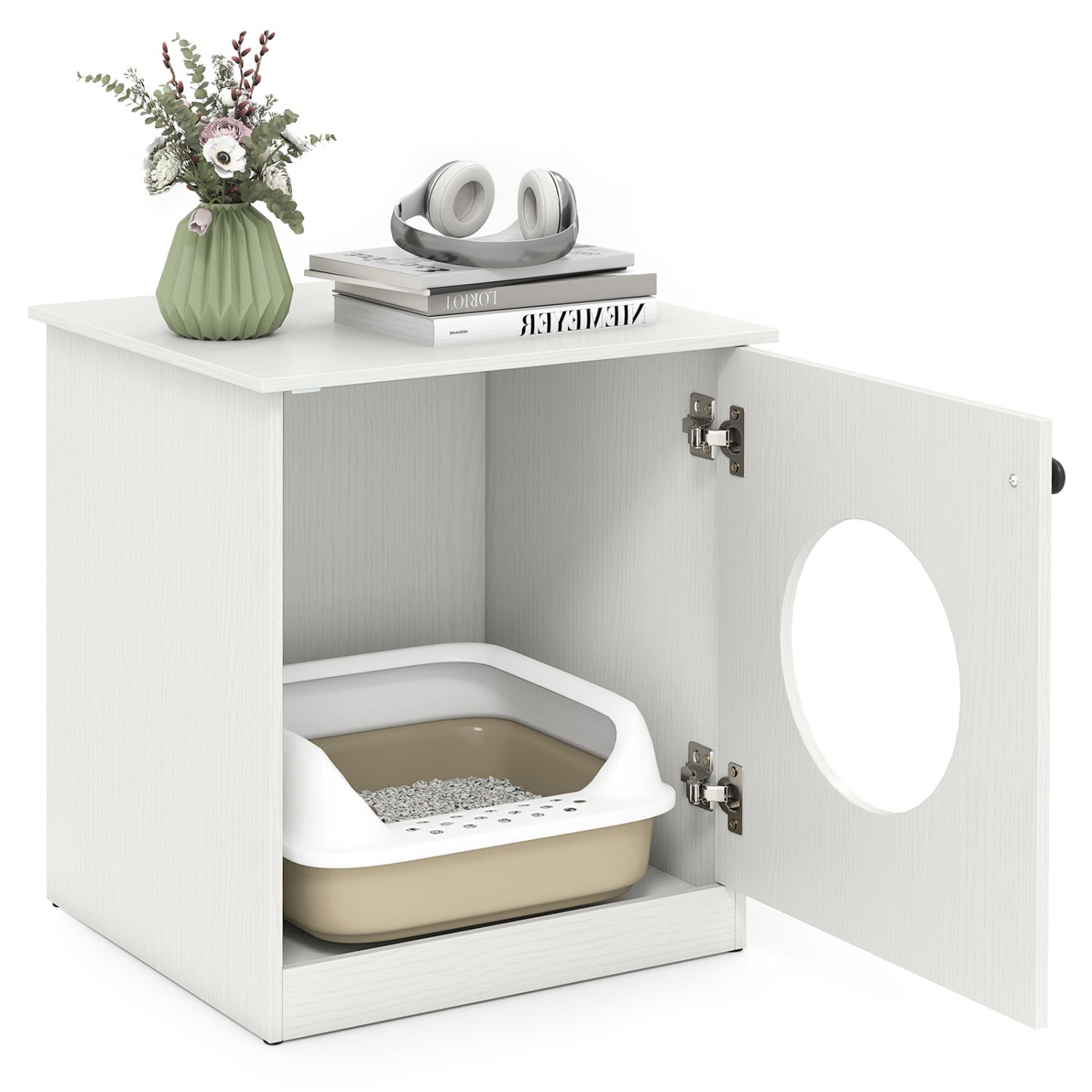 Modern Cat Litter Box Enclosure for Small to Large Cats, White Cat Houses at Gallery Canada