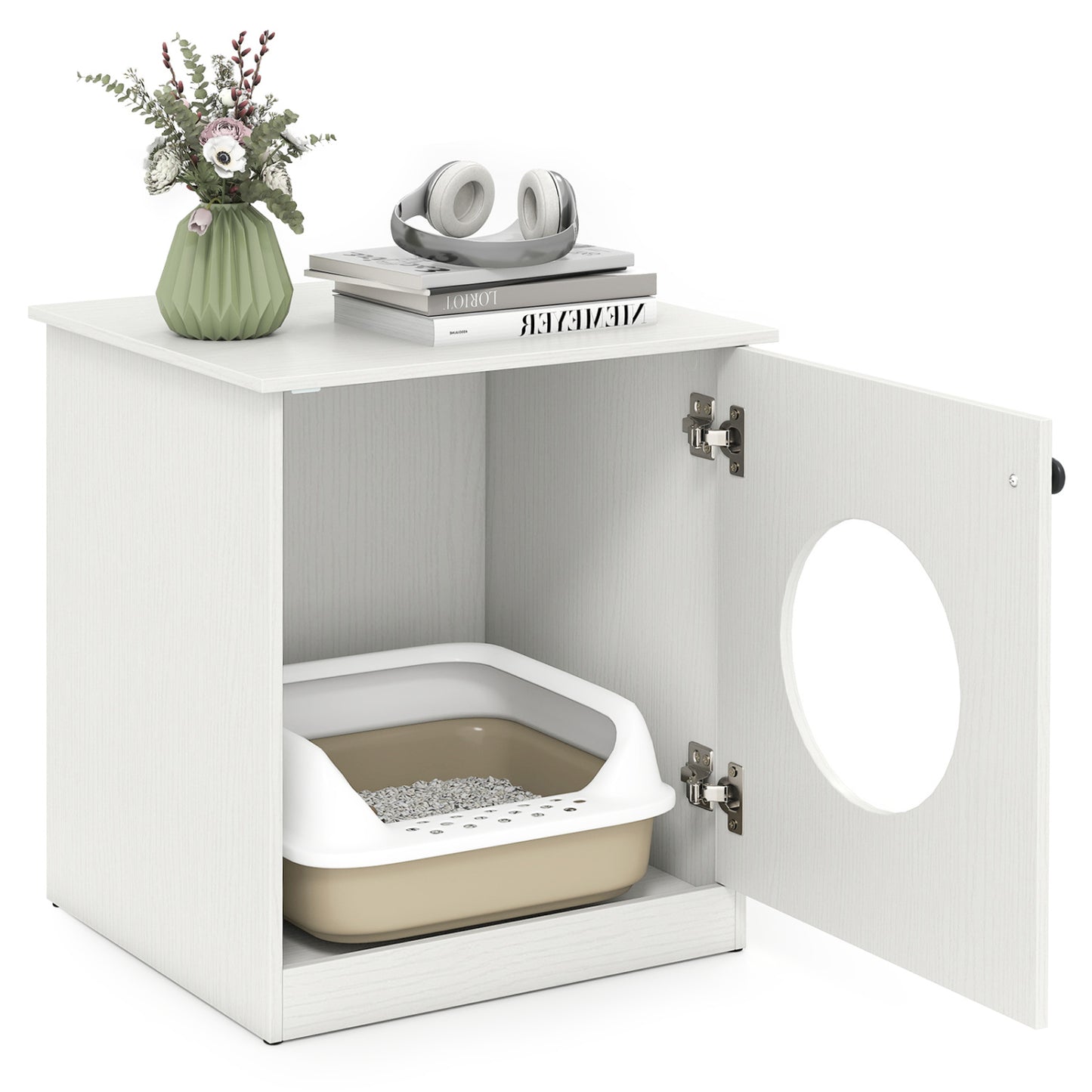 Modern Cat Litter Box Enclosure for Small to Large Cats, White Cat Houses at Gallery Canada