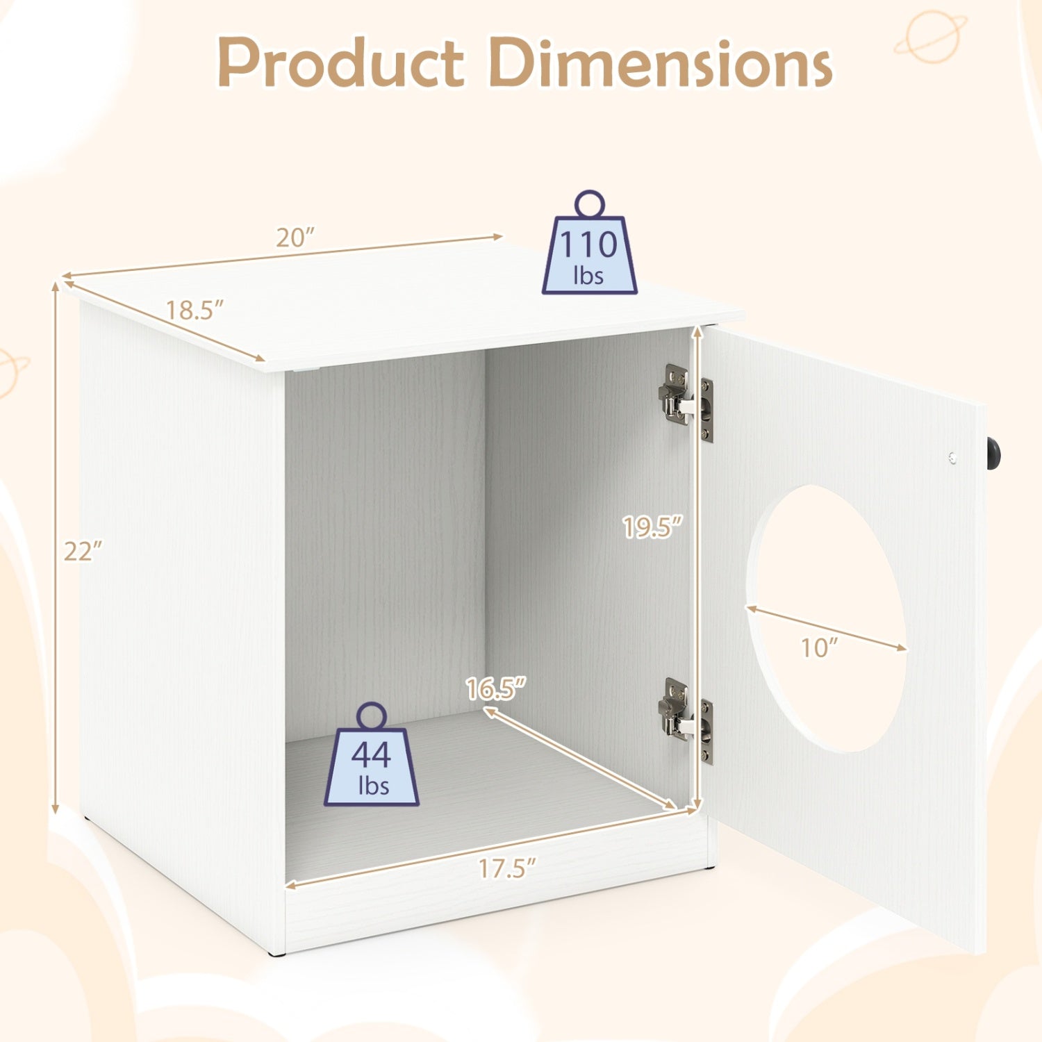 Modern Cat Litter Box Enclosure for Small to Large Cats, White Cat Houses at Gallery Canada
