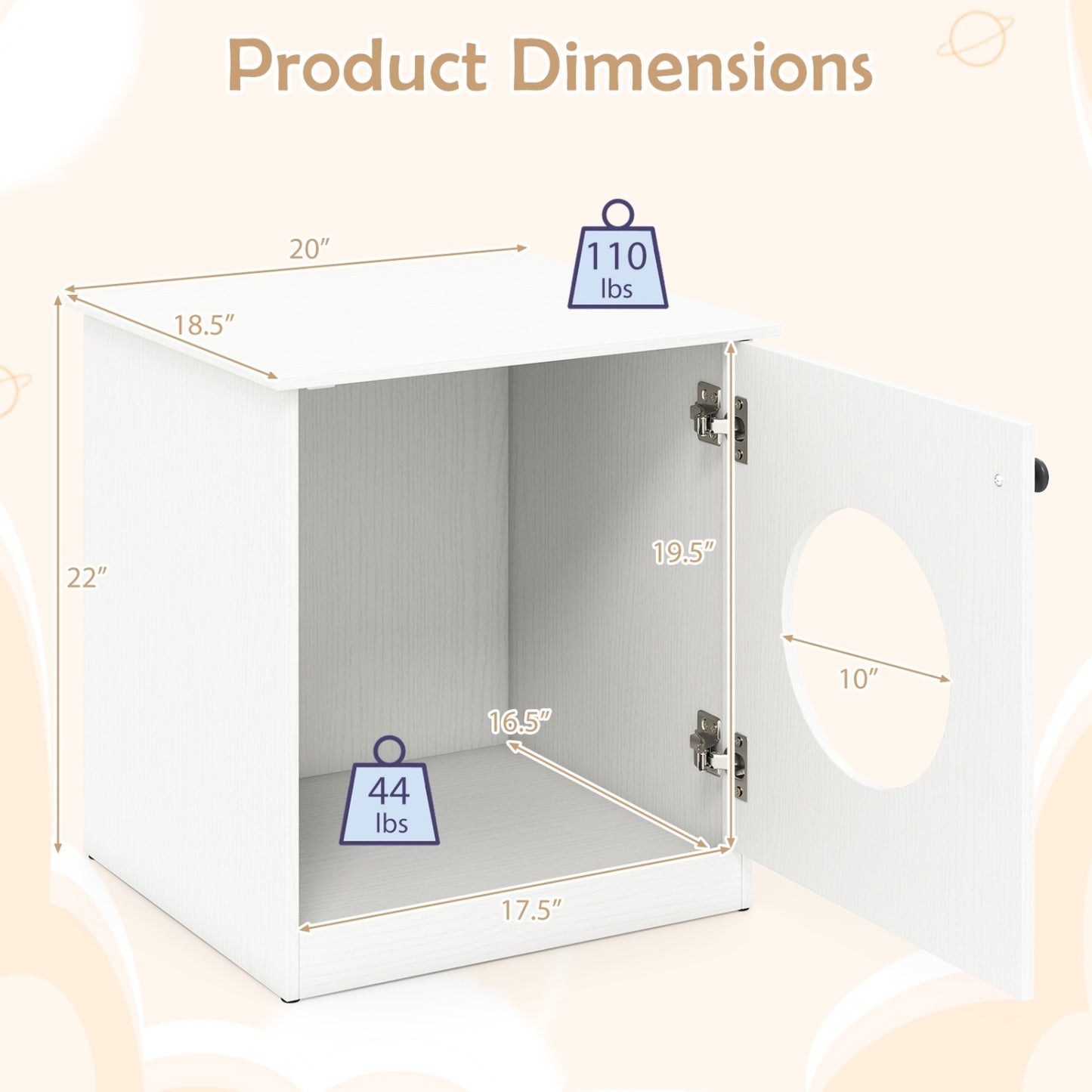 Modern Cat Litter Box Enclosure for Small to Large Cats, White Cat Houses at Gallery Canada