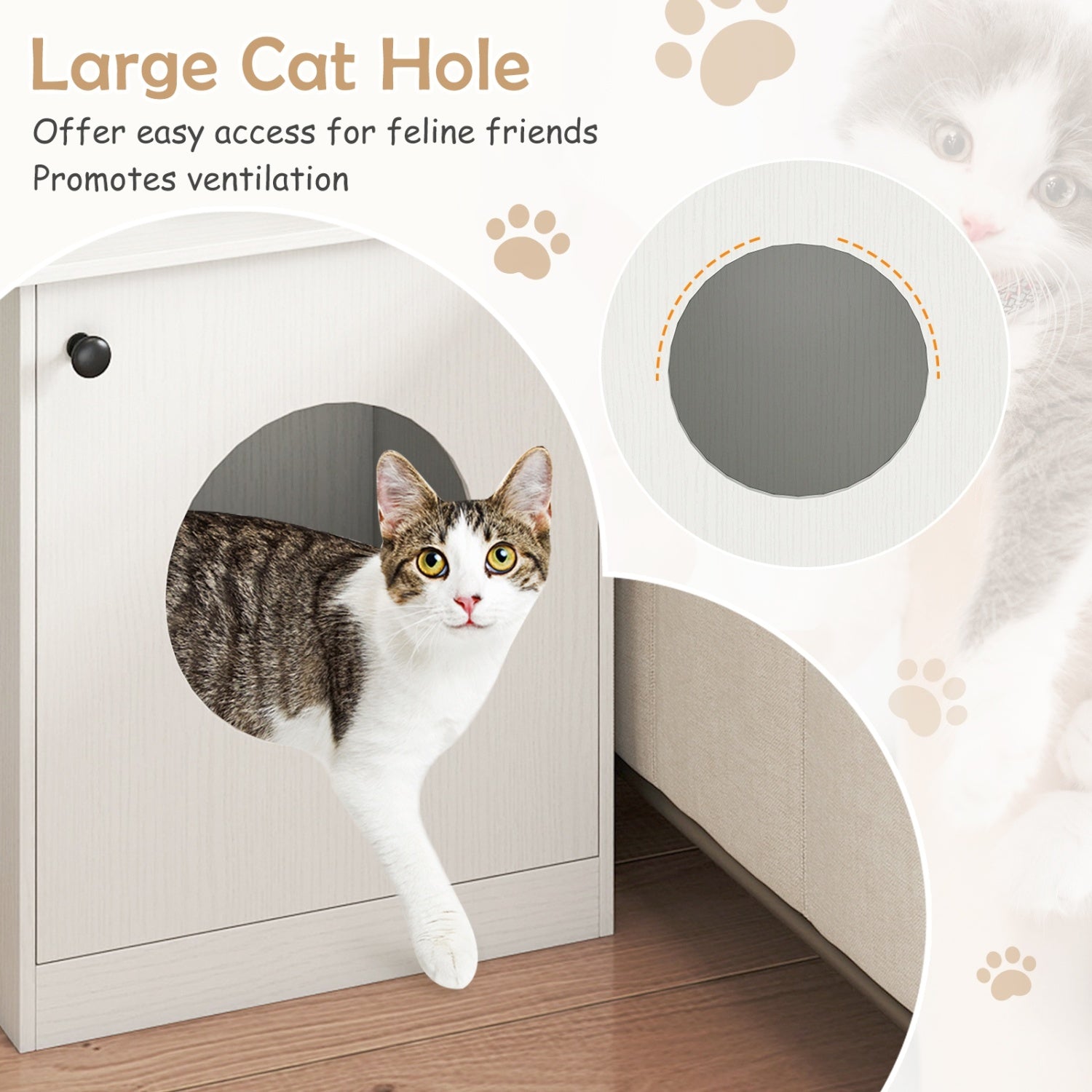 Modern Cat Litter Box Enclosure for Small to Large Cats, White Cat Houses at Gallery Canada
