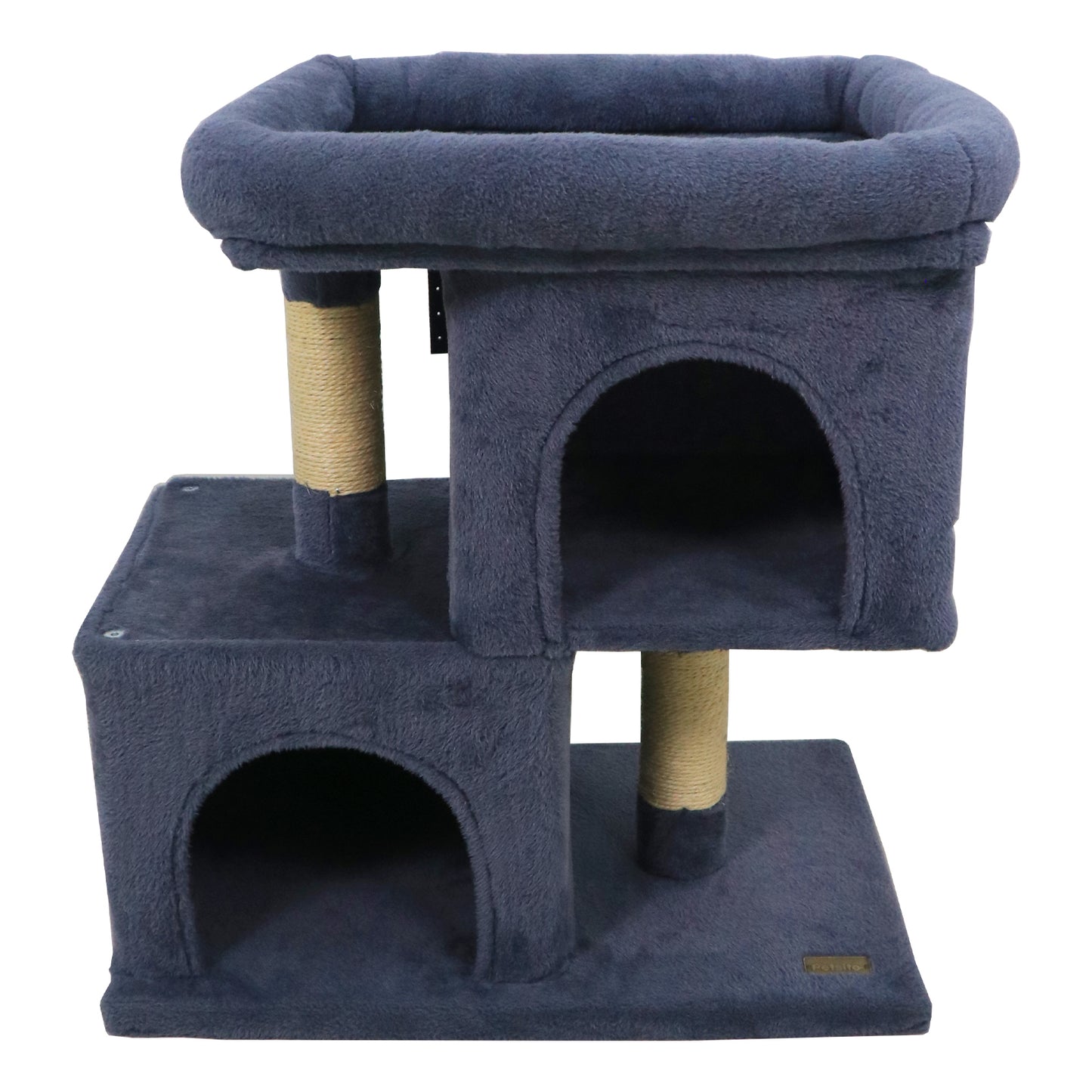Modern Cat Tree Space-saving Cat Tower with Upholstered Perch and 2 Cat Condos-Dark Grey, Dark Gray Cat Trees Condos & Scratchers Dark Gray at Gallery Canada
