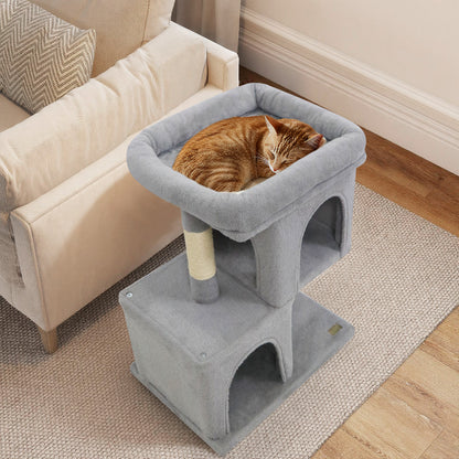 Modern Cat Tree Space-saving Cat Tower with Upholstered Perch and 2 Cat Condos, Gray Cat Trees Condos & Scratchers at Gallery Canada