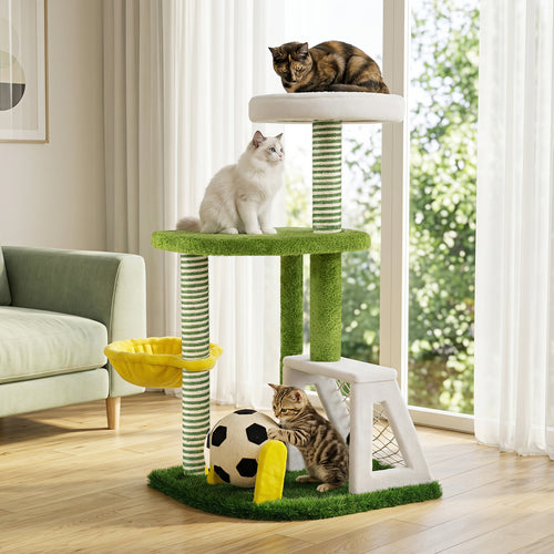 Multi-Level Cat Tower With Perches, Green