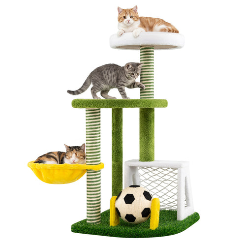 Multi-Level Cat Tower With Perches, Green