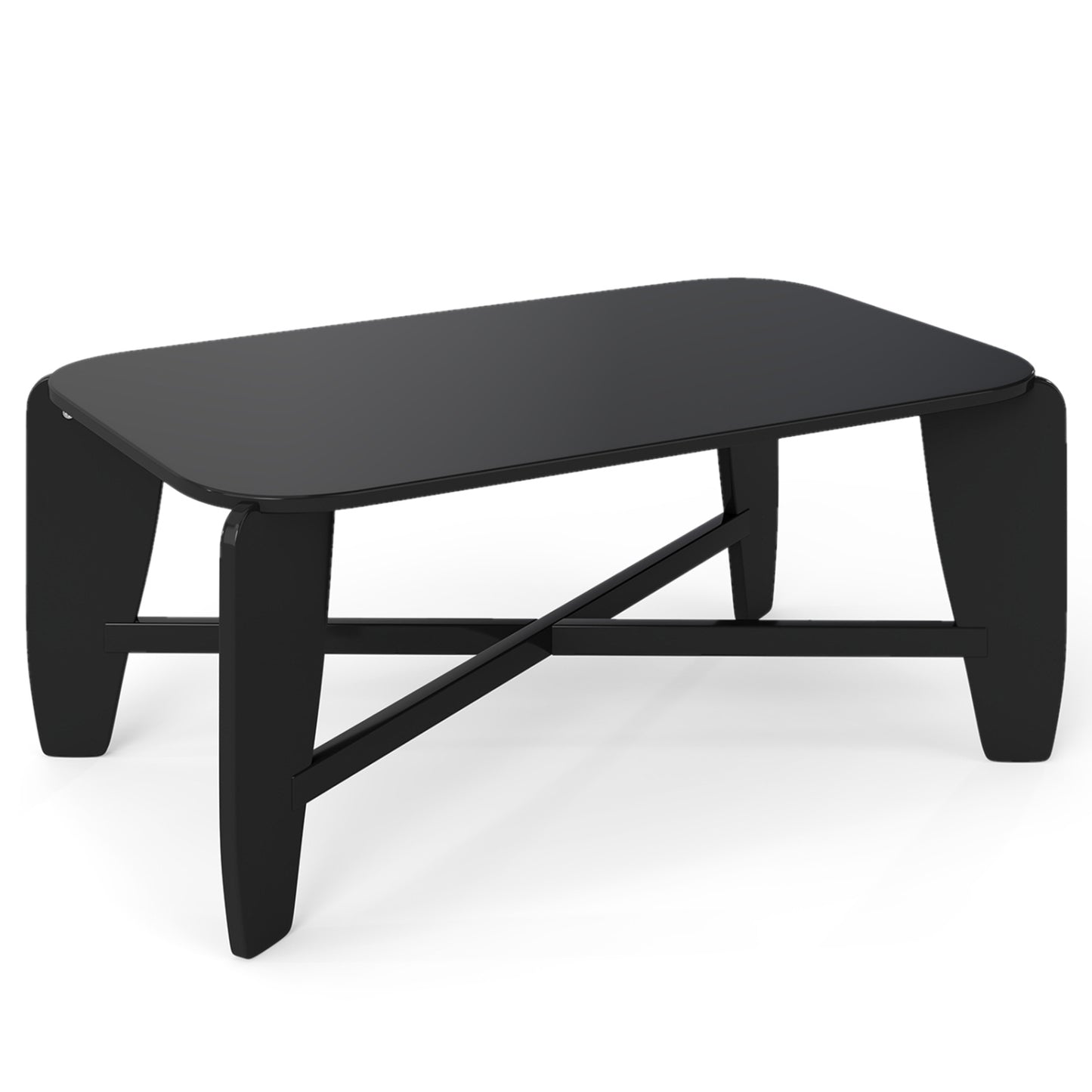 Table basse moderne, pieds croisés en bois d'hévéa, noir
