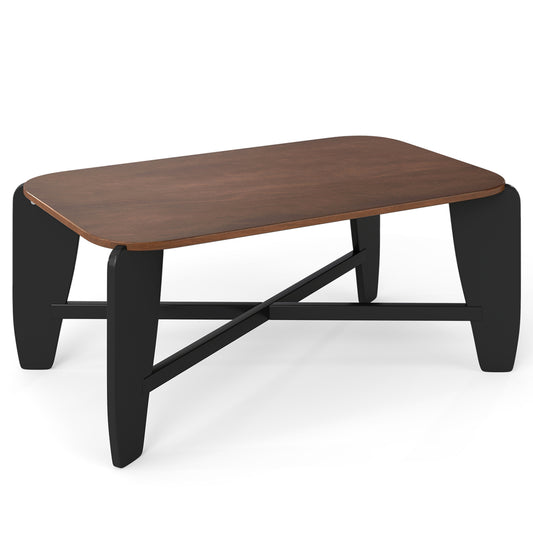 Modern Coffee Table, Rubber Wood Cross-Leg Base, Walnut Coffee Tables Walnut at Gallery Canada