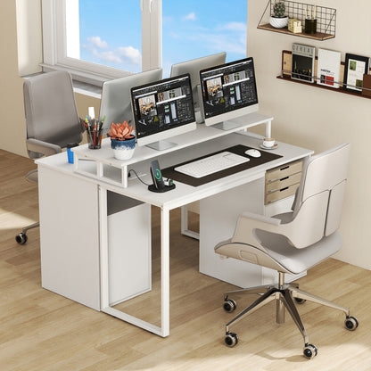 Modern Computer Desk With Power Outlets, File Drawer, White Computer Desks at Gallery Canada