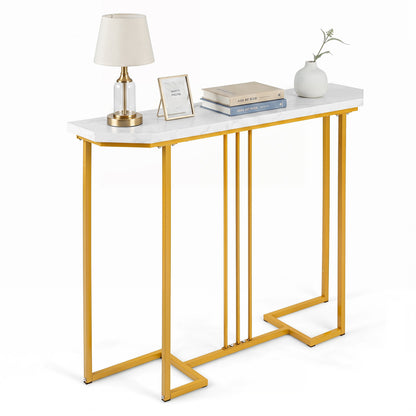 Table console moderne, table d'entrée étroite, blanc