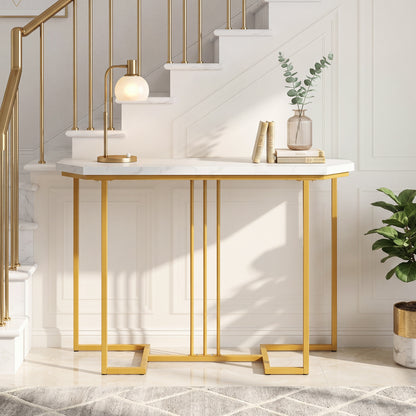 Table console moderne, table d'entrée étroite, blanc