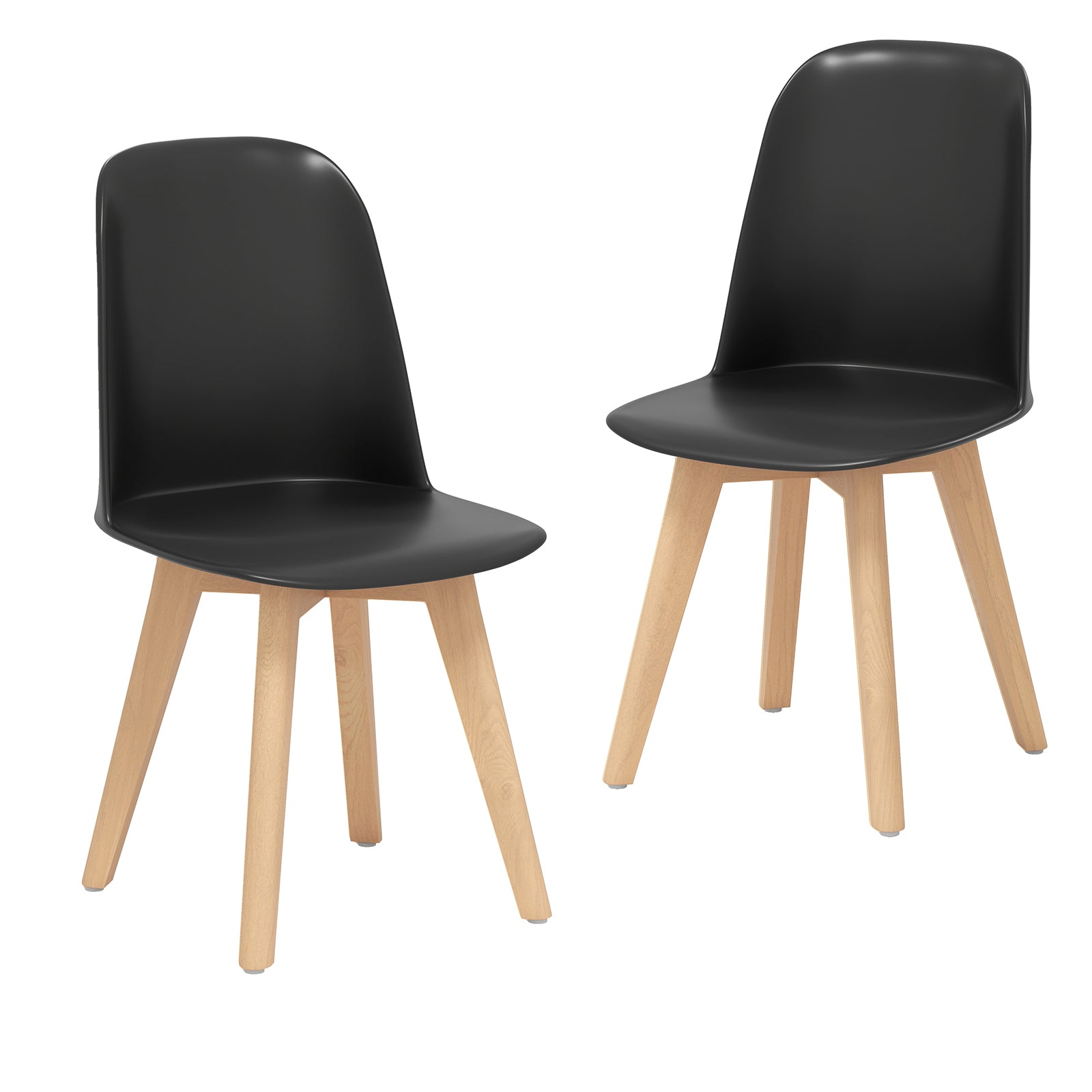 Modern Dining Chair Set of 2 with Solid Beech Wood Legs and Tilt Backrest, Black Dining Chairs Black at Gallery Canada