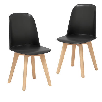 Modern Dining Chair Set of 2 with Solid Beech Wood Legs and Tilt Backrest, Black Dining Chairs at Gallery Canada
