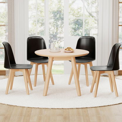 Modern Dining Chair Set of 2 with Solid Beech Wood Legs and Tilt Backrest, Black Dining Chairs at Gallery Canada