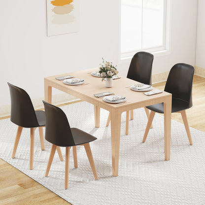 Modern Dining Chair Set of 2 with Solid Beech Wood Legs and Tilt Backrest, Black Dining Chairs at Gallery Canada