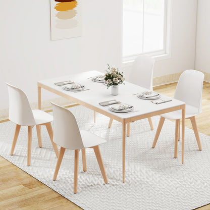 Modern Dining Chair Set of 2 with Solid Beech Wood Legs and Tilt Backrest, White Dining Chairs at Gallery Canada