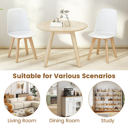 Modern Dining Chair Set of 2 with Solid Beech Wood Legs and Tilt Backrest, White Dining Chairs at Gallery Canada