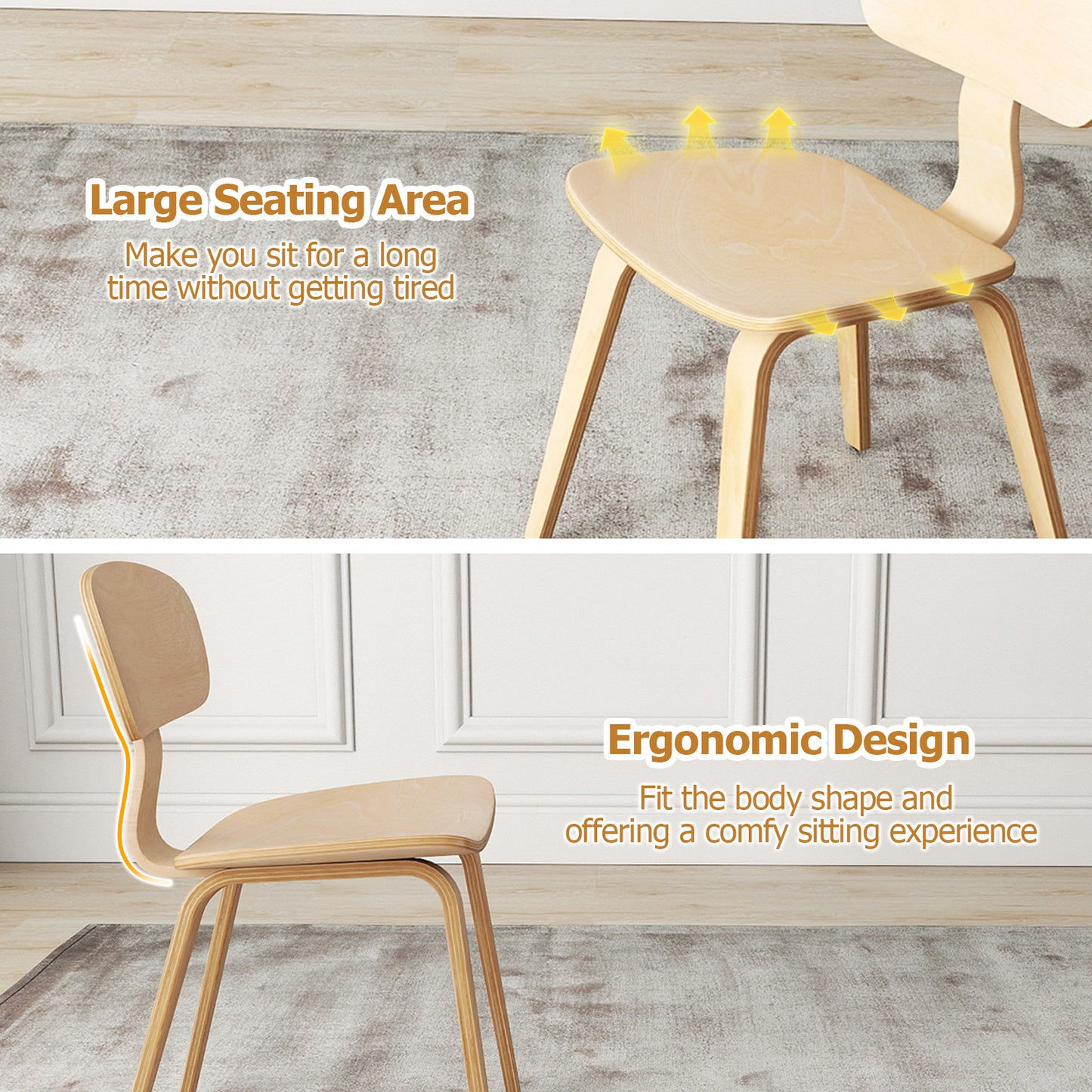 Modern Dining Chair Set of 2, Wide Seat, Natural Dining Chairs at Gallery Canada