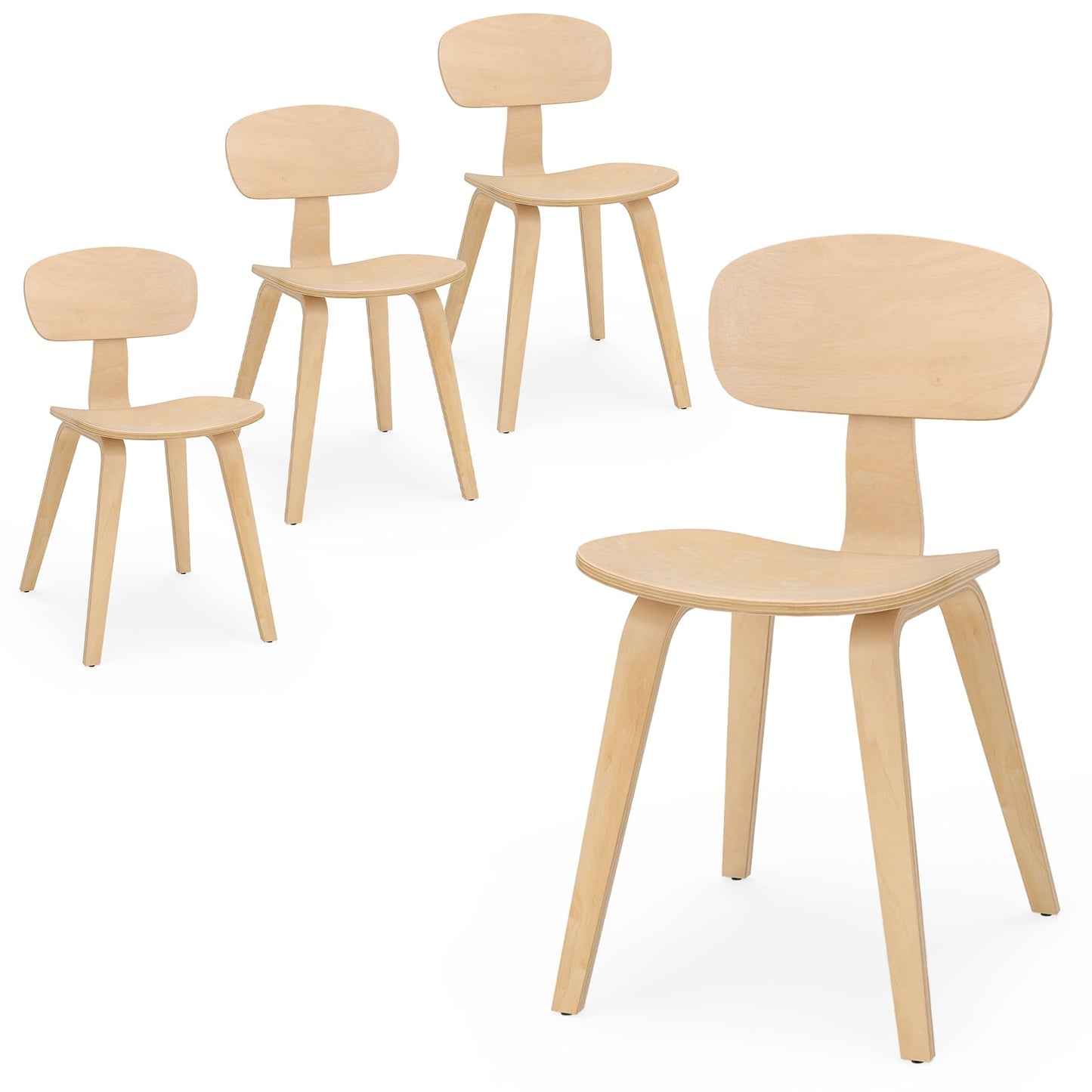 Modern Dining Chair Set of 4 with Wide Seat, Natural Dining Chairs Natural at Gallery Canada