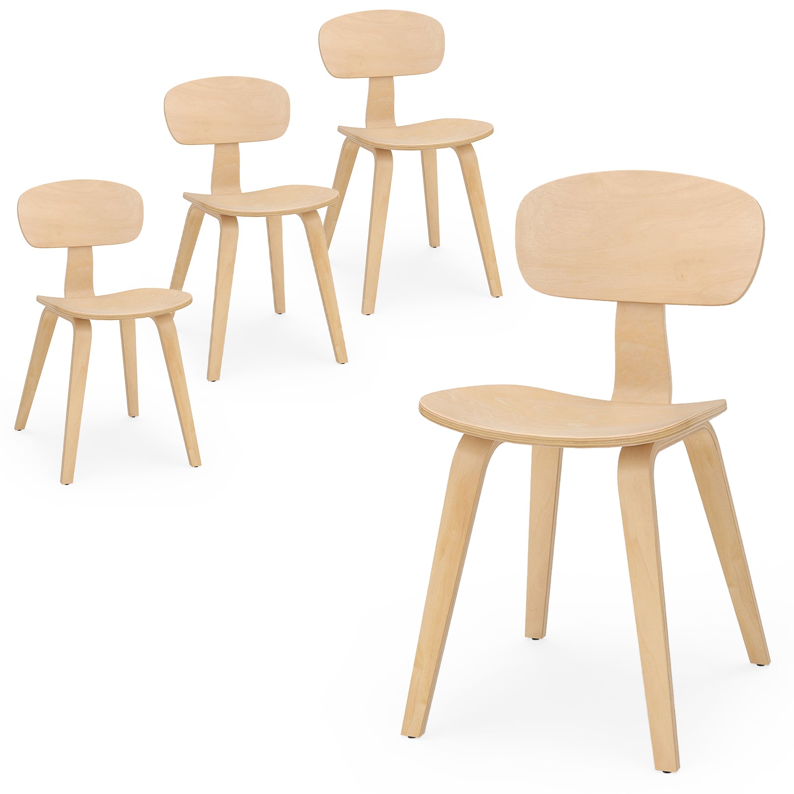 Modern Dining Chair Set of 4 with Wide Seat, Natural Dining Chairs at Gallery Canada
