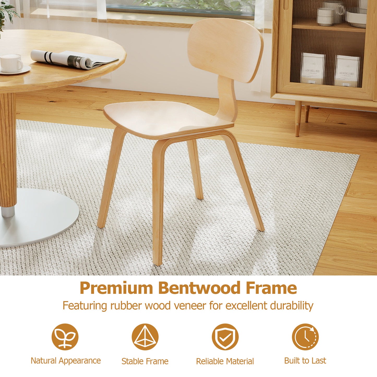 Modern Dining Chair Set of 4 with Wide Seat, Natural Dining Chairs at Gallery Canada