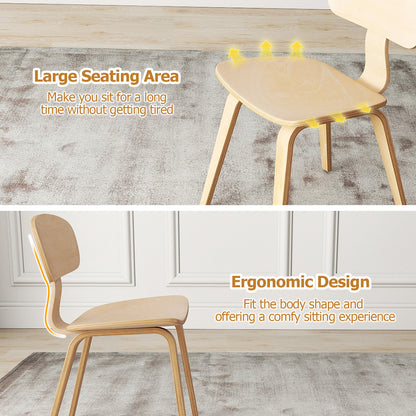 Modern Dining Chair Set of 4 with Wide Seat, Natural Dining Chairs at Gallery Canada