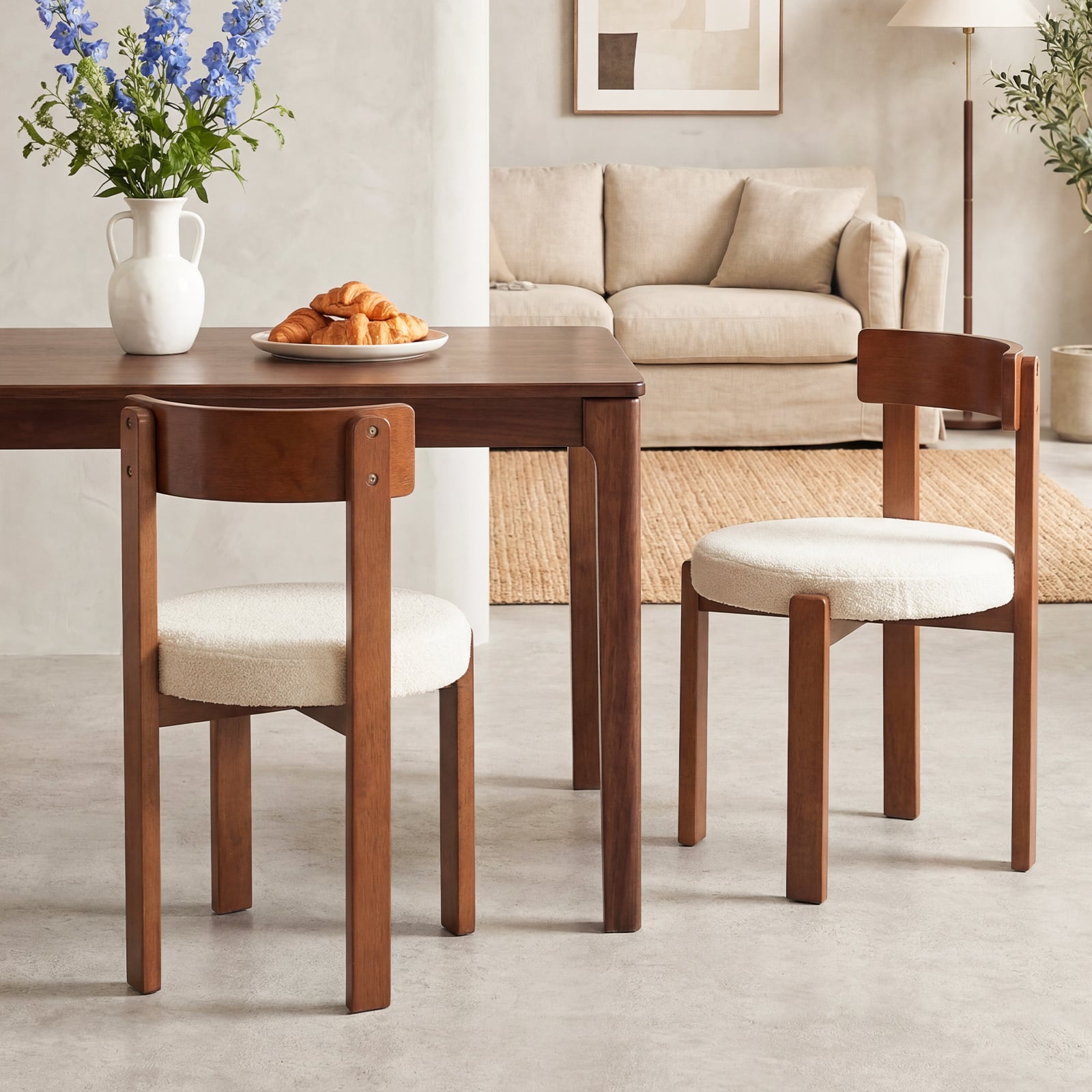 Modern Dining Chairs, Set of 4, Solid Rubber Wood Legs, Brown Dining Chairs at Gallery Canada