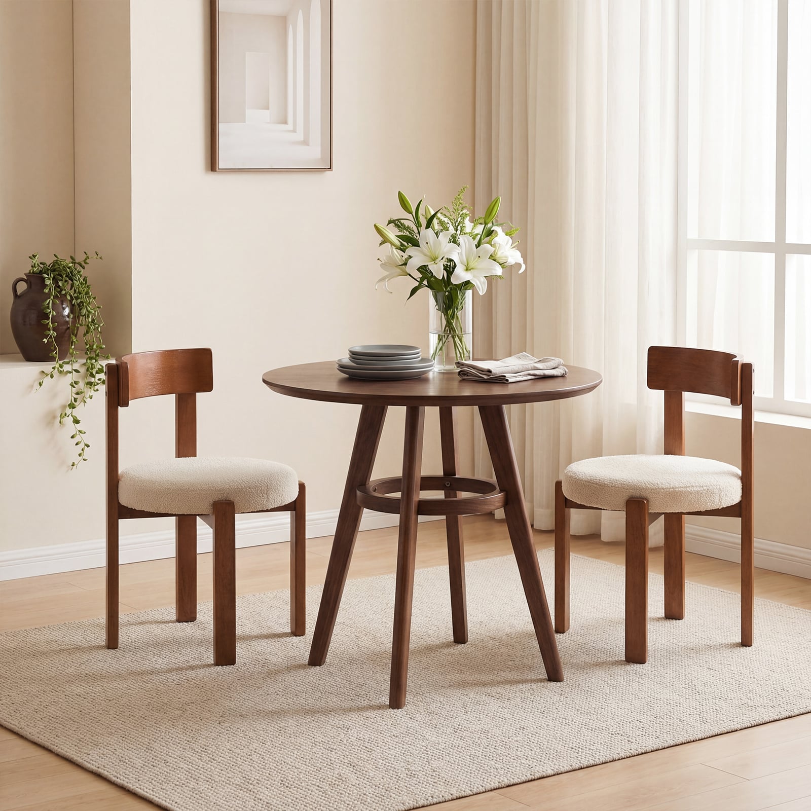 Modern Dining Chairs, Set of 4, Solid Rubber Wood Legs, Brown Dining Chairs at Gallery Canada