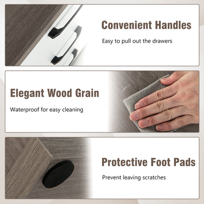 Modern Dresser Nightstand with 3 Slide-Out Drawers, Gray & White Dressers & Chests at Gallery Canada