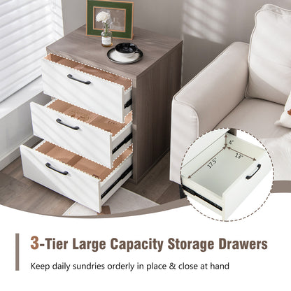 Modern Dresser Nightstand with 3 Slide-Out Drawers, Gray & White Dressers & Chests at Gallery Canada