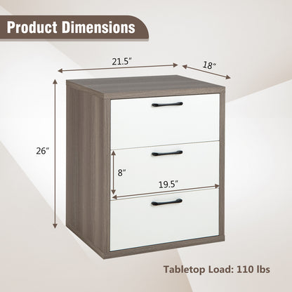 Modern Dresser Nightstand with 3 Slide-Out Drawers, Gray & White Dressers & Chests at Gallery Canada