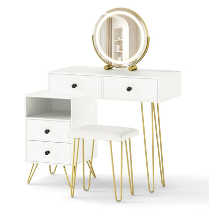 Modern Dressing Table with Storage Cabinet-Off white, Off White Makeup Vanities at Gallery Canada