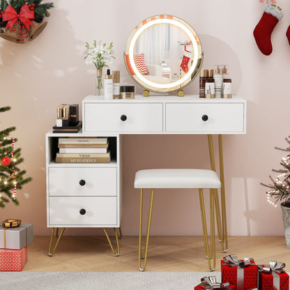 Modern Dressing Table with Storage Cabinet-Off white, Off White Makeup Vanities at Gallery Canada
