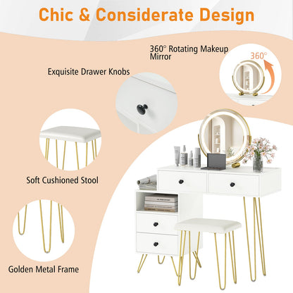 Modern Dressing Table with Storage Cabinet-Off white, Off White Makeup Vanities at Gallery Canada