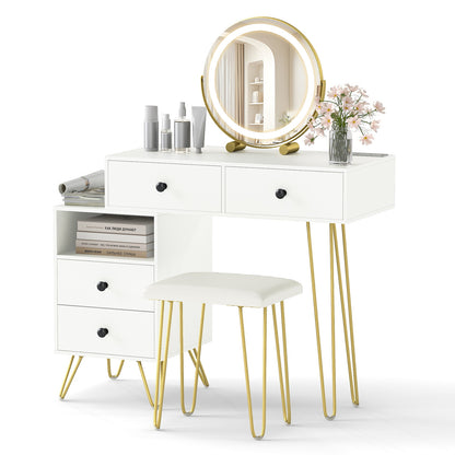 Modern Dressing Table with Storage Cabinet-Off white, Off White Makeup Vanities at Gallery Canada