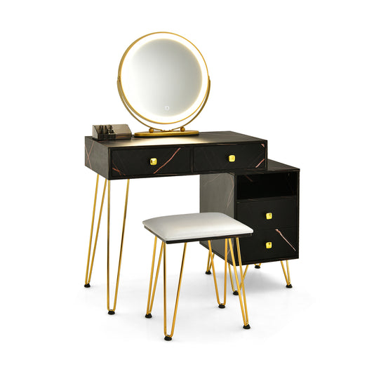 Modern Dressing Table With Storage Cabinet, Black Makeup Vanities Black at Gallery Canada
