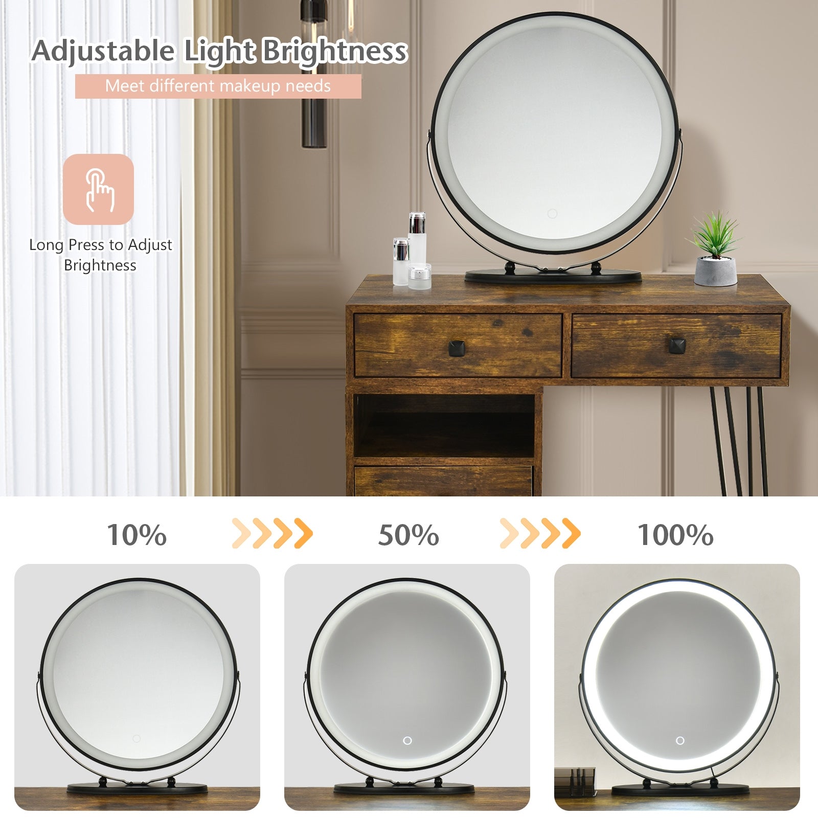 Modern Dressing Table With Storage Cabinet, Rustic Brown Makeup Vanities at Gallery Canada