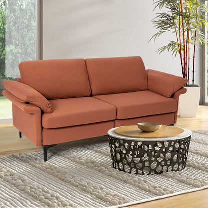 Modern Fabric Loveseat Sofa, Metal Legs, Armrest Pillows, Rust Sofas & Loveseats at Gallery Canada