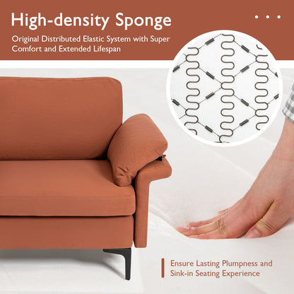 Modern Fabric Loveseat Sofa, Metal Legs, Armrest Pillows, Rust Sofas & Loveseats at Gallery Canada